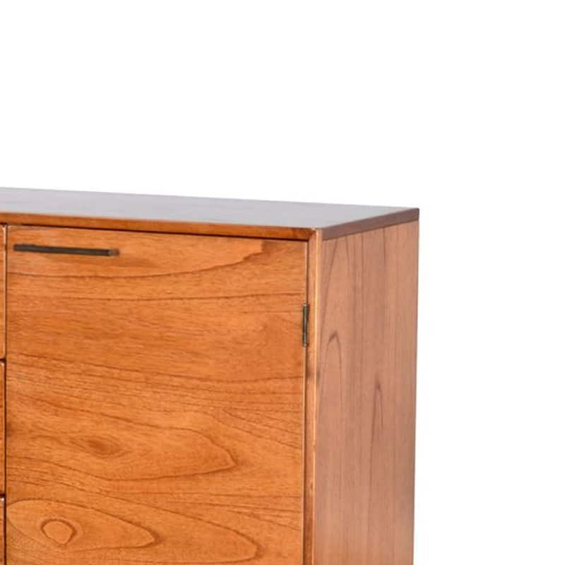 Anara Sideboard Buffet Console with 2 Cabinet Doors, Brown Mindi Wood