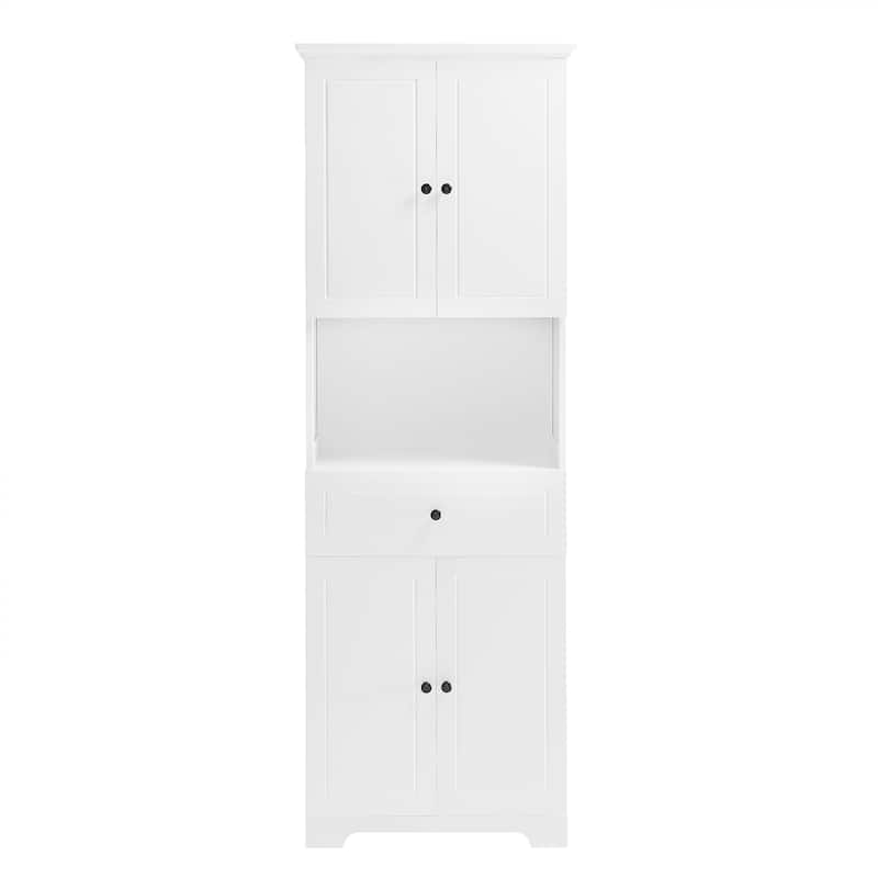 GDFStudio - Oliver Tall Bathroom Cabinet with Four Doors, Open Shelf, and Adjustable Storag