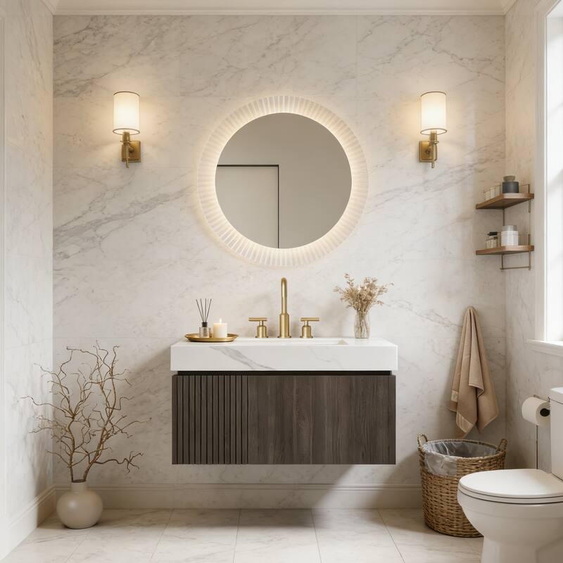 Floating Storage Bathroom Vanity with 3 Pre-drilled Faucet Holes - 36 - Espresso