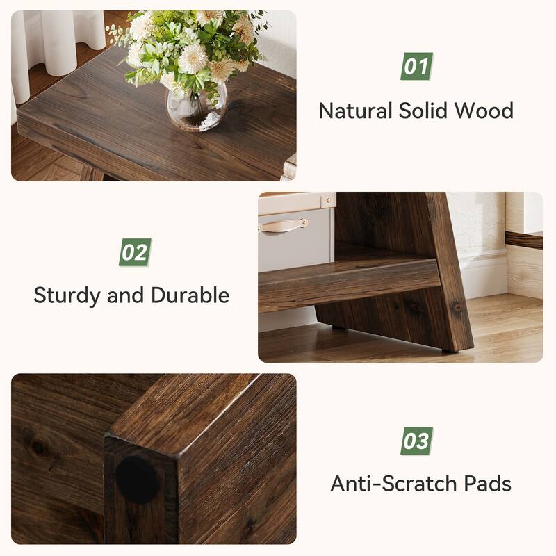 2-Tier Solid Wood Entryway Bench