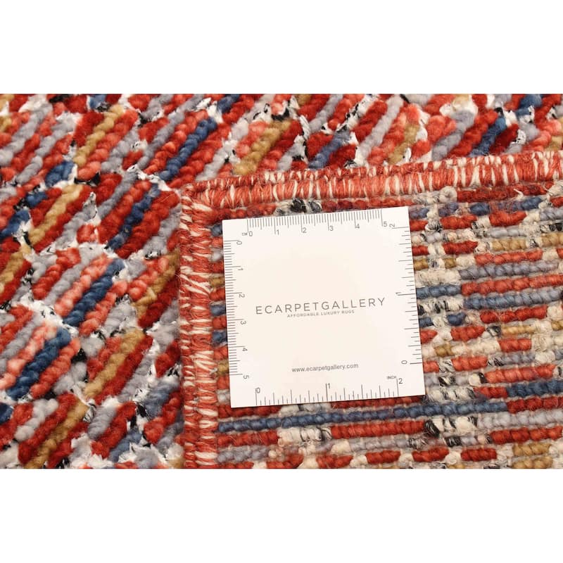 ECARPETGALLERY Hand-knotted Silk Shadow Red Silk, Wool Rug - 2' 7" x 8'
