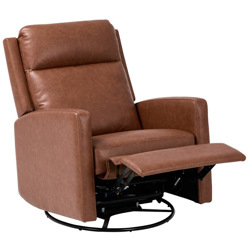 Modern Swivel Recliner Chair with Glider Rocking Motion High Back PU Leather Upholstery