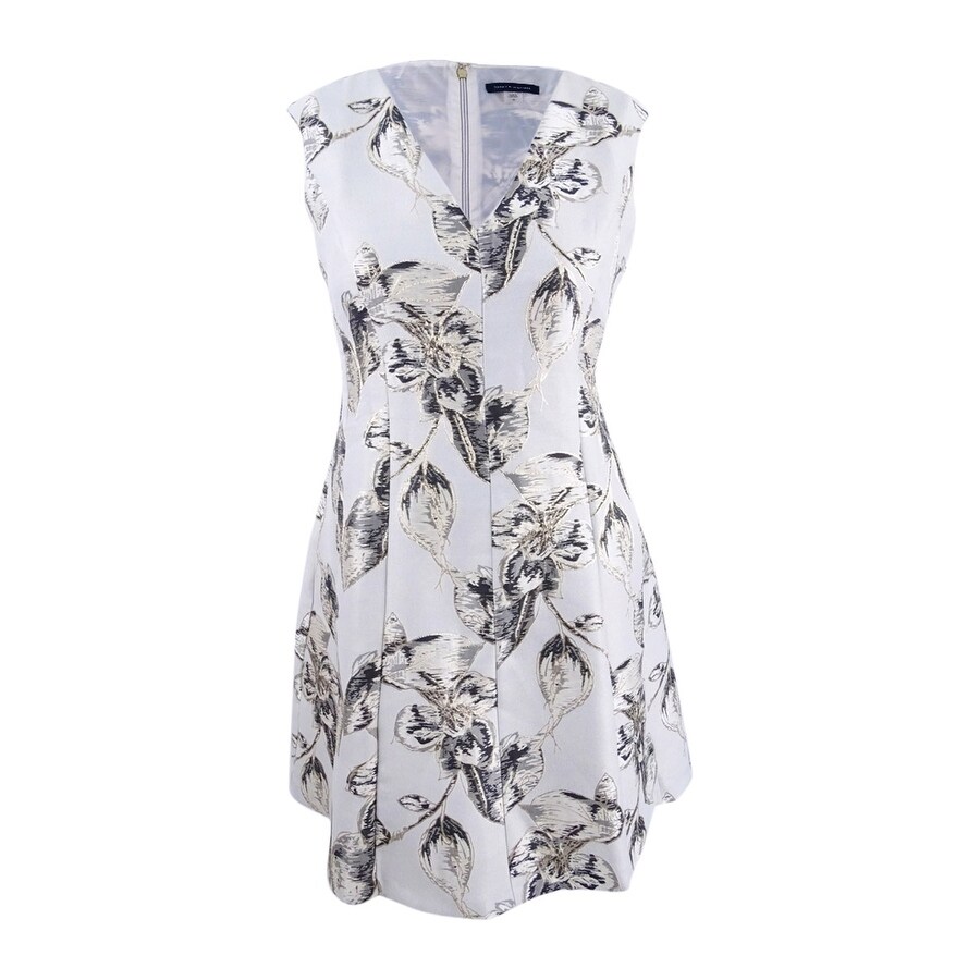 brocade fit and flare dress