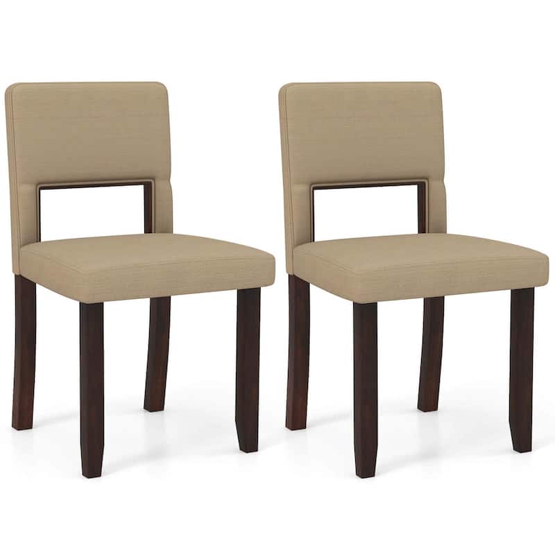 Costway Wooden Dining Chair Set of 2/4 with Acacia Wood Frame Padded - 2 PCS - Set of 2