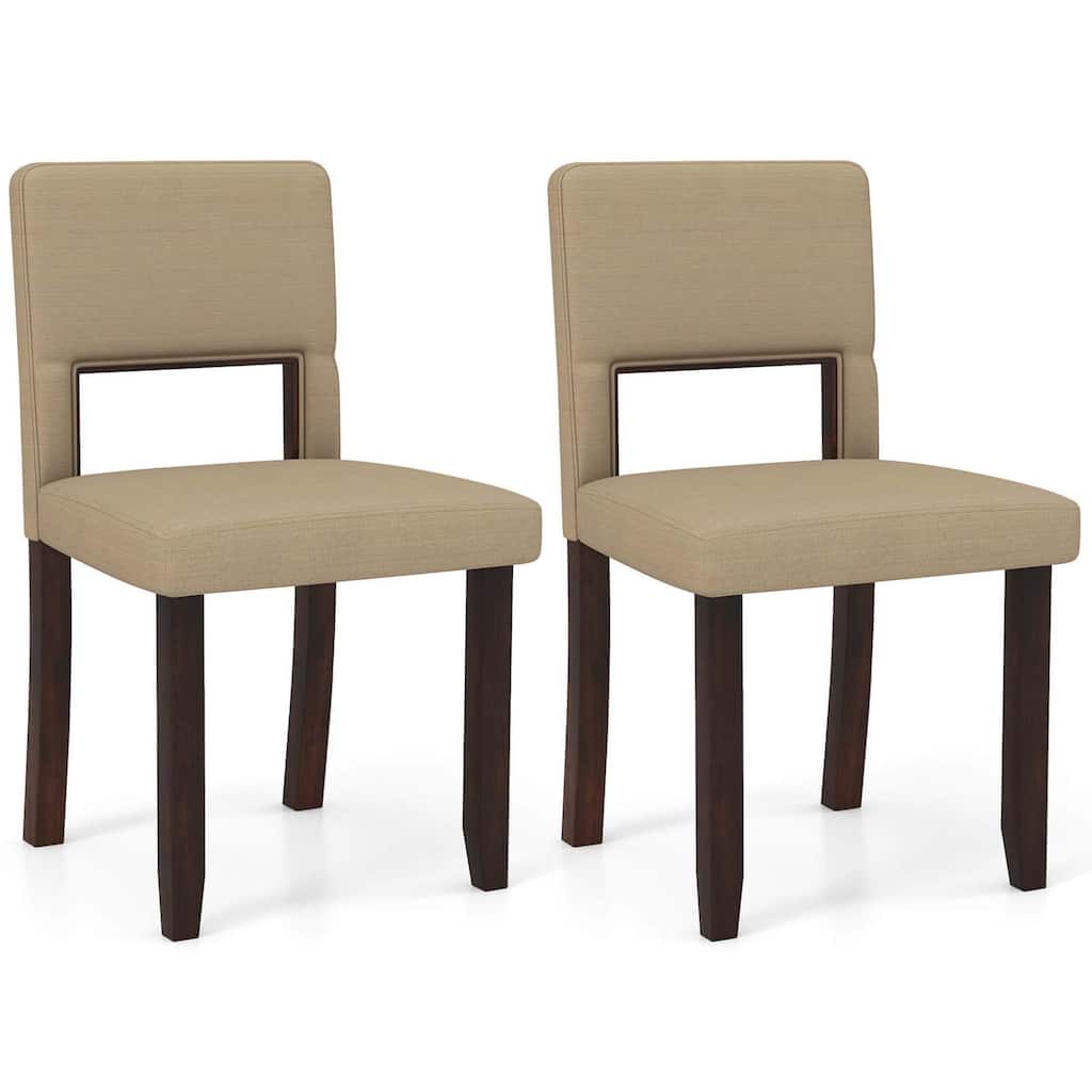 Costway Wooden Dining Chair Set of 2/4 with Acacia Wood Frame Padded