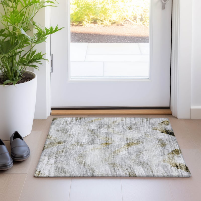 Machine Washable Indoor/ Outdoor Chantille Abstract Chevron Rug