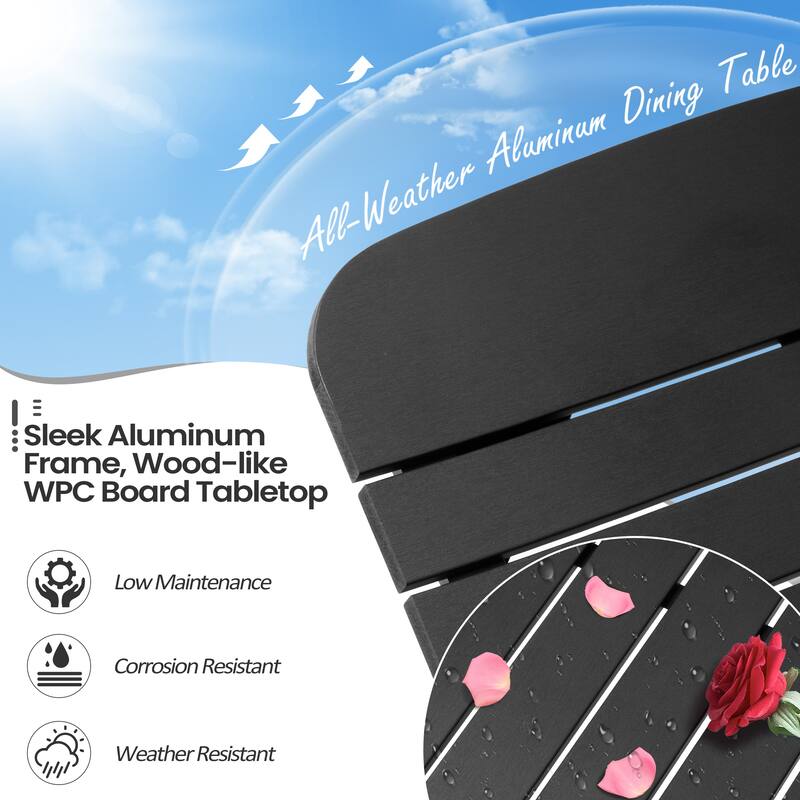 9/11-Piece Outdoor Dining Set Patio Aluminum Dining Table with Umbrella Hole and Stackable Dining Chairs