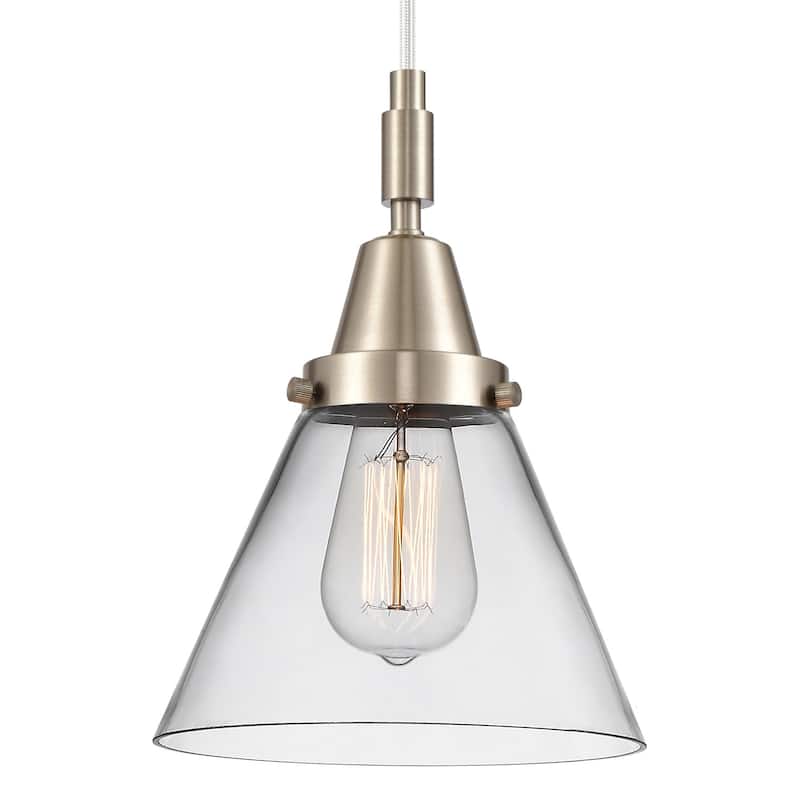 Innovations Lighting 447-1P-G42 Cone 8" Wide Mini Pendant with Clear - Brushed Satin Nickel