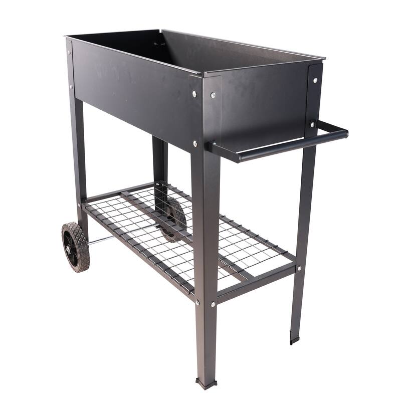 Elevated Rolling Planter - 33" Long Garden Bed, Ergonomic Design, Food-Grade Coating, for Patios, Balconies & Backyard Gardening