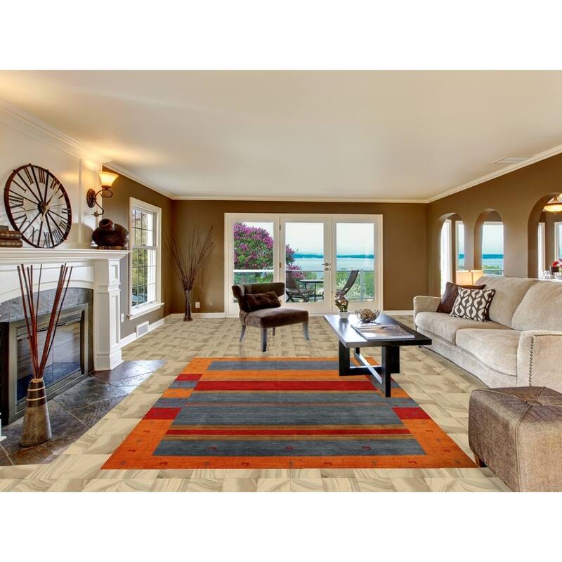 Hand Knotted Oriental 100% Wool Carpet Tribal Animal Pictorial Multi-Colored Gabbeh Area Rug - 9' 9'' X 6' 5''