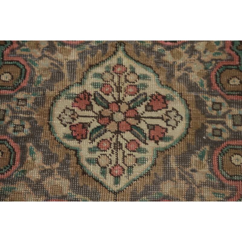 Hand Knotted Oriental 100% Wool Carpet Traditional Floral Brown Tabriz Area Rug - 6' 3'' X 4' 6''