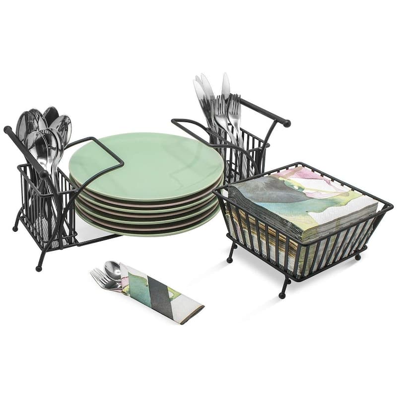 Utensil Buffet Caddy - Includes Napkin, Utensil and Plate Holder
