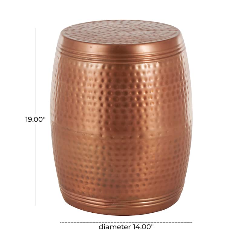 Metal Drum Handmade Accent Table with Hammered Design - Roche River Decor