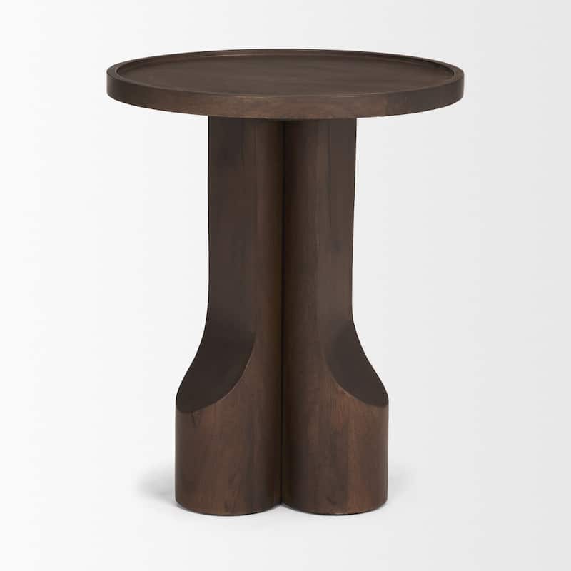 Cayson Dark Brown Sculptural Round Accent Table
