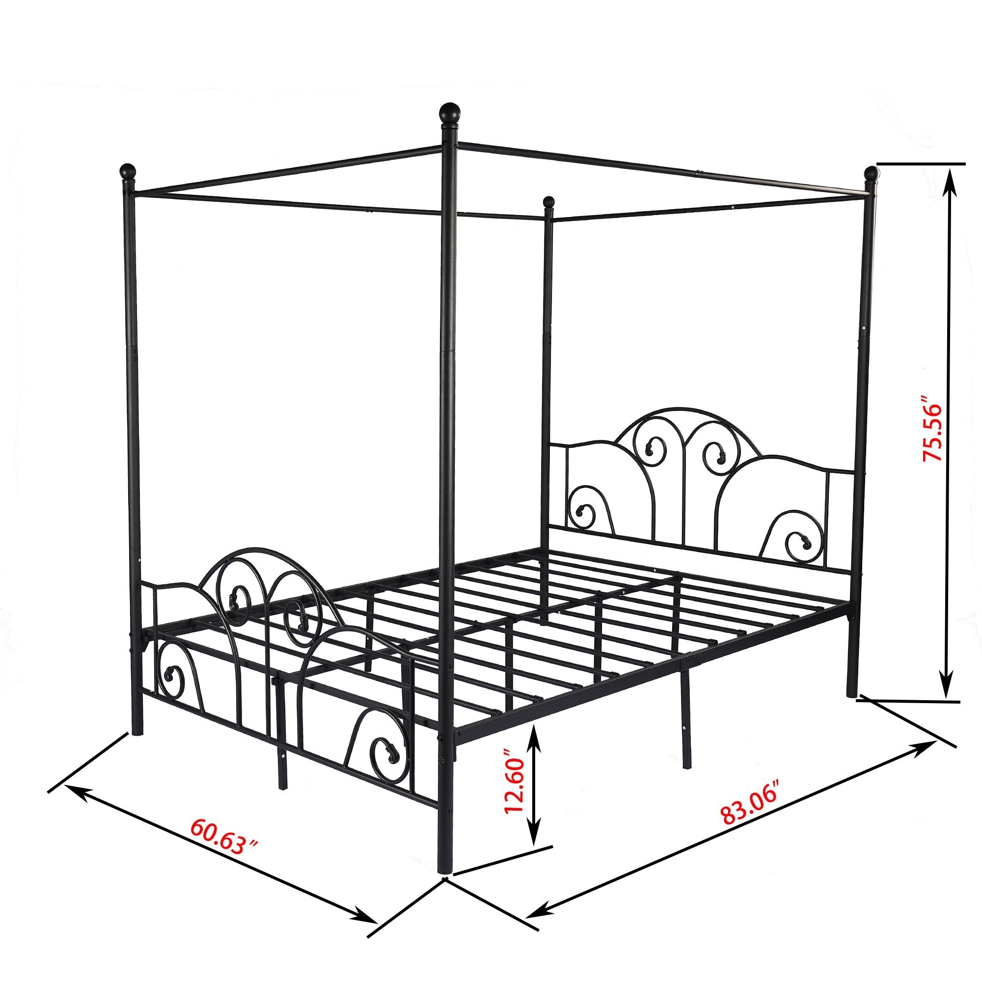 Aufank Vintage Metal Canopy Bed Frame - European Style