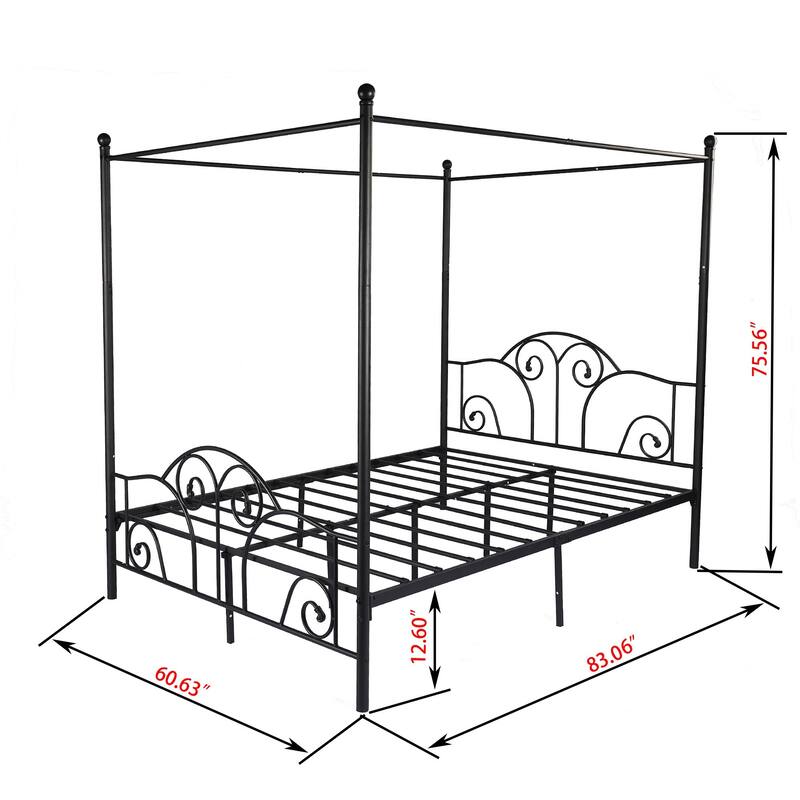 Aufank Vintage Four Post Metal Canopy Bed Frame