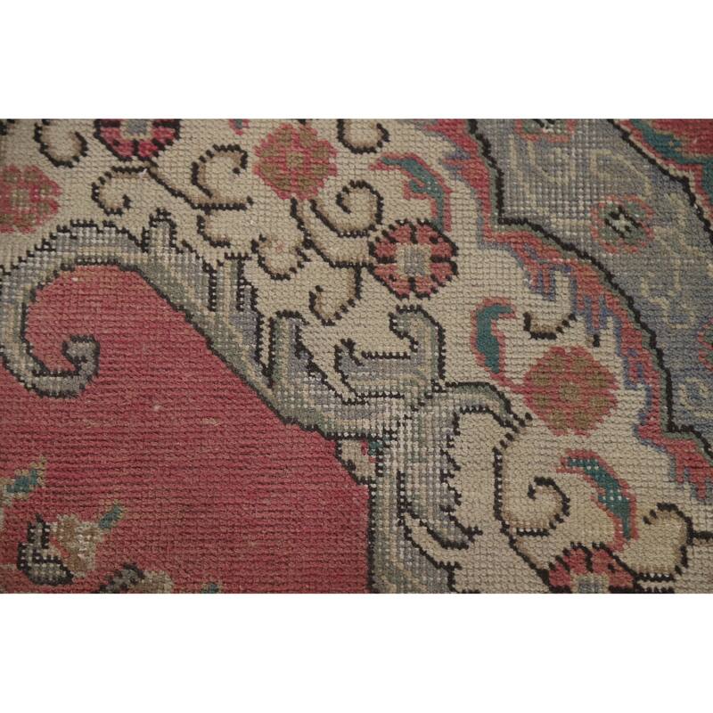Hand Knotted Oriental 100% Wool Carpet Traditional Medallion Pink Tabriz Area Rug - 9' 6'' X 6' 3''