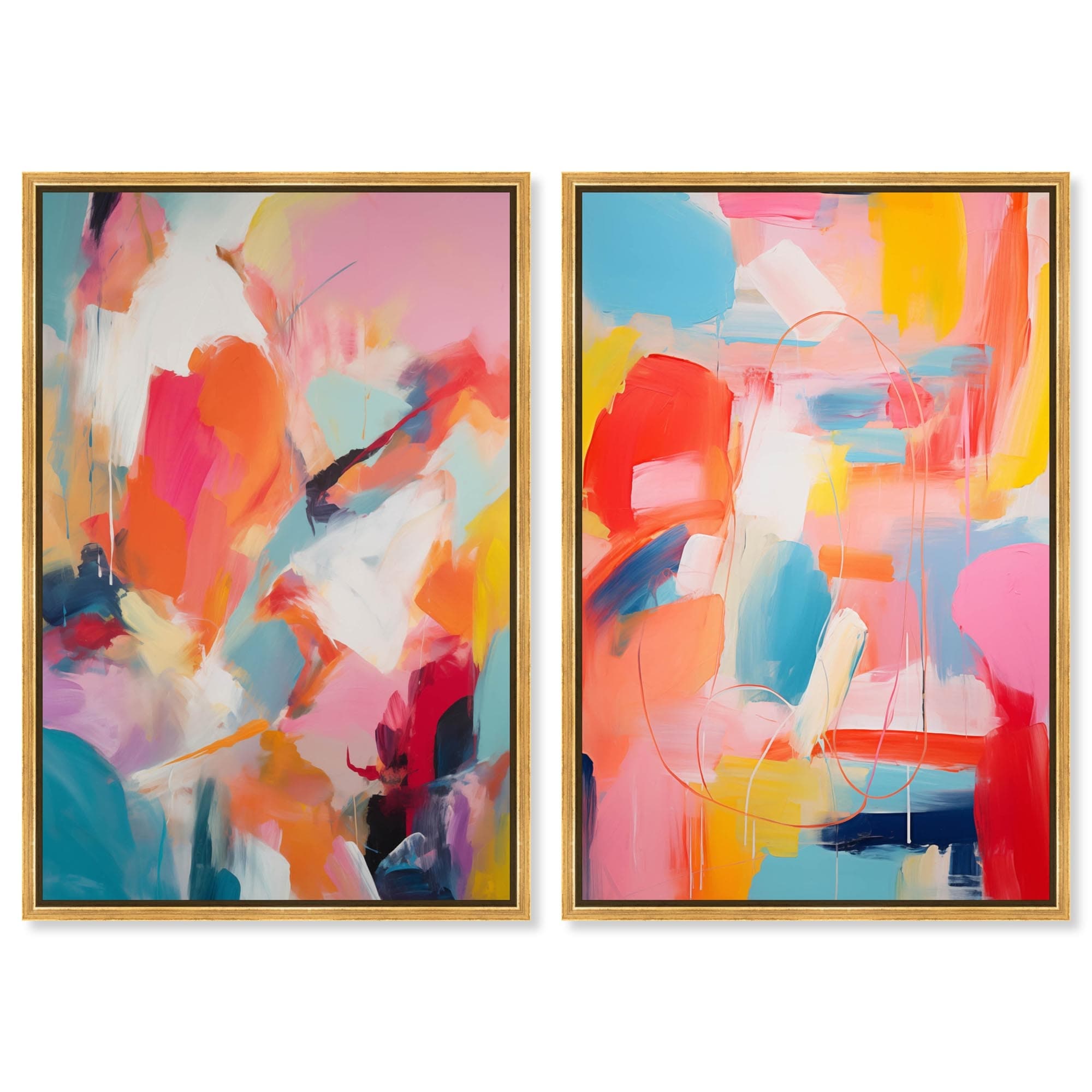 Sorbet Abstract Duo Colorful Wall Decor Canvas Print by Art Remedy