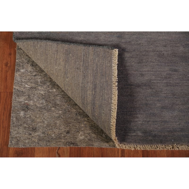 Hand Knotted Oriental 100% Wool Carpet Modern Solid Greys & Charcoal Gabbeh Runner Rug - 9' 9'' X 2' 10''