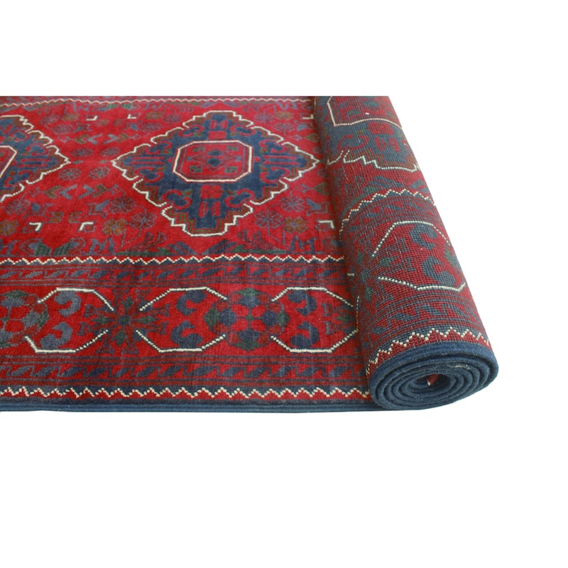 Khamyab Merritt Red/Navy Runner - 2'9" x 12'5"