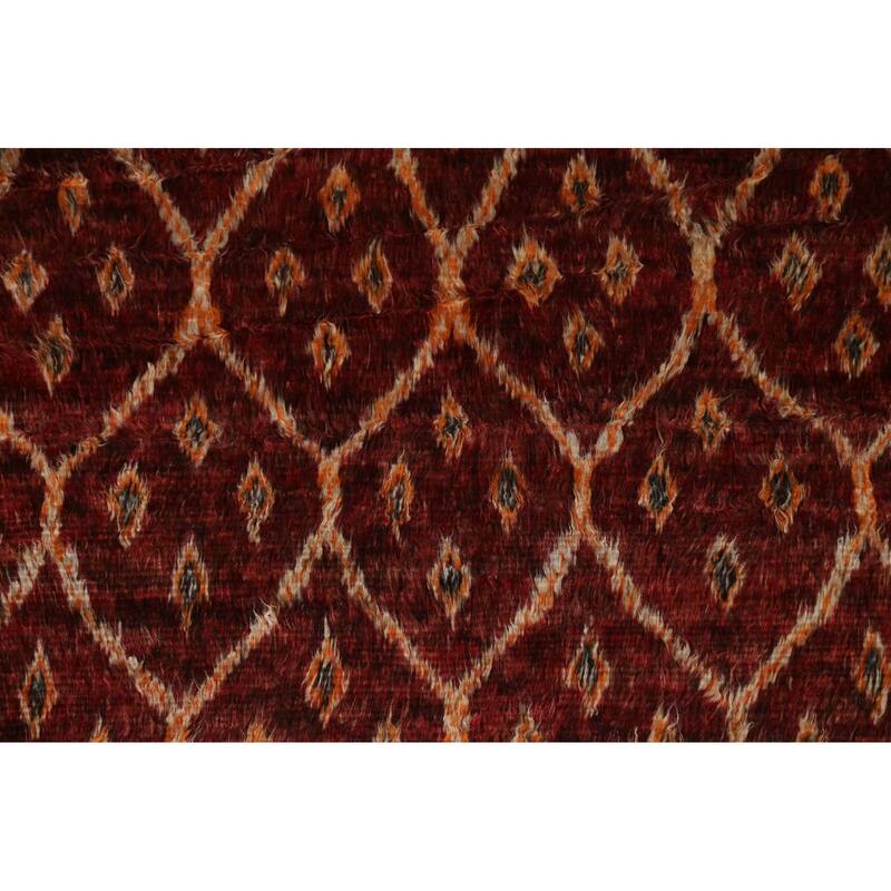 Hand Knotted Oriental 100% Wool Carpet Modern Tribal Red Moroccan Area Rug - 6' 5'' X 4' 8''