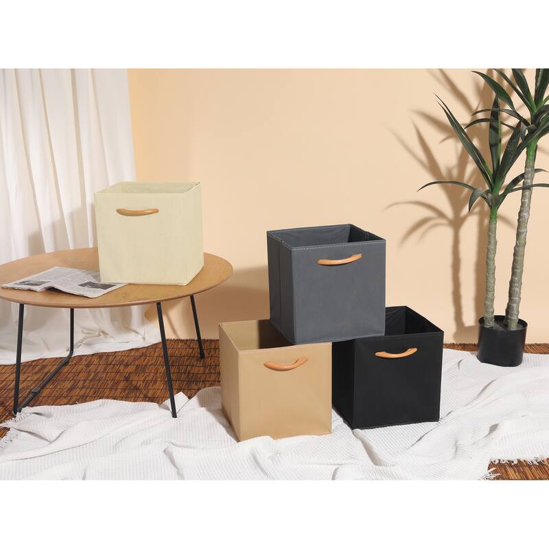 Set of 3 Fabric Storage Cube, Storage Bin with Handle for Shelves Closet, Collapsible Storage Basket for Organizing Clothes