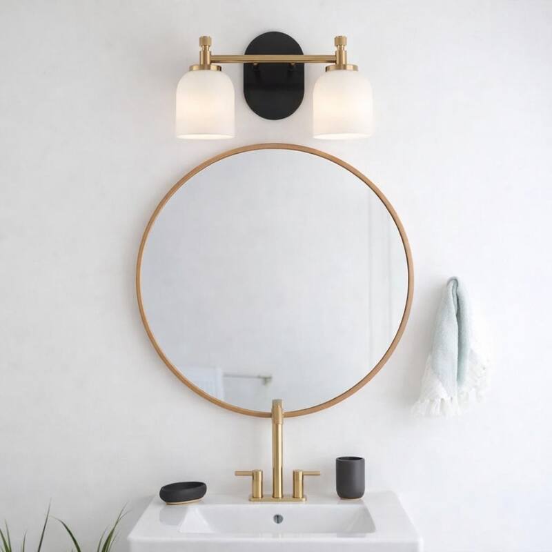 Asok Frosted Glass Dual Vanity Wall Sconce