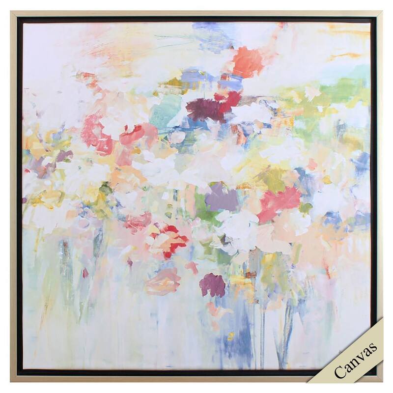 Floral Burst Abstract - Giclee on Canvas - 30 X 30 X 3 - Plastic - Silver