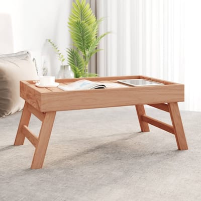 vidaXL Tray Natural Teak Solid Teak Wood Small Foldable Folding Tray - 13.8 x 21.7 x 9.8