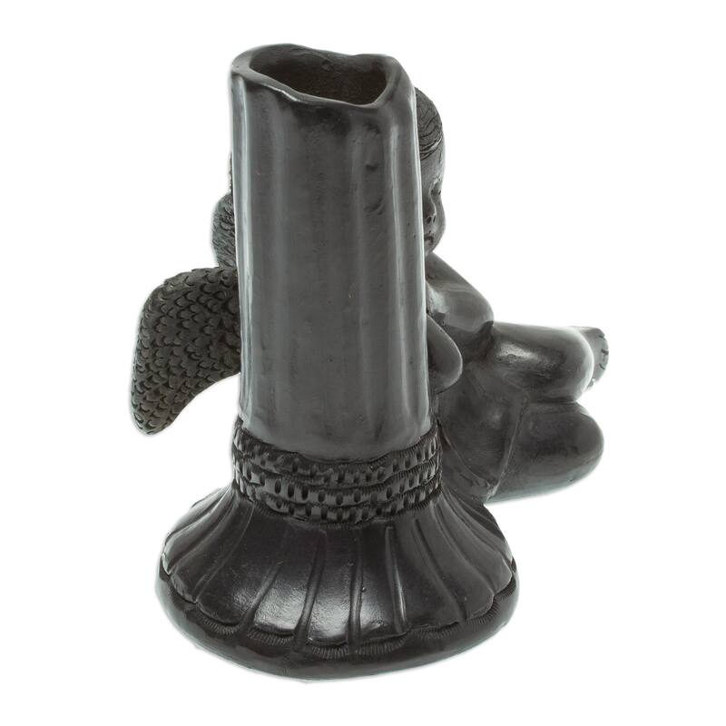 Novica Handmade Sleeping Angel Ceramic Taper Candleholder