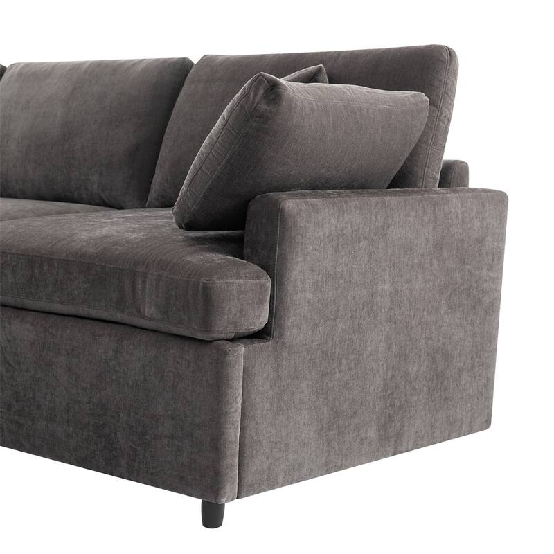 Modern Large Sectional Sofa with Removable Ottomans and Legs