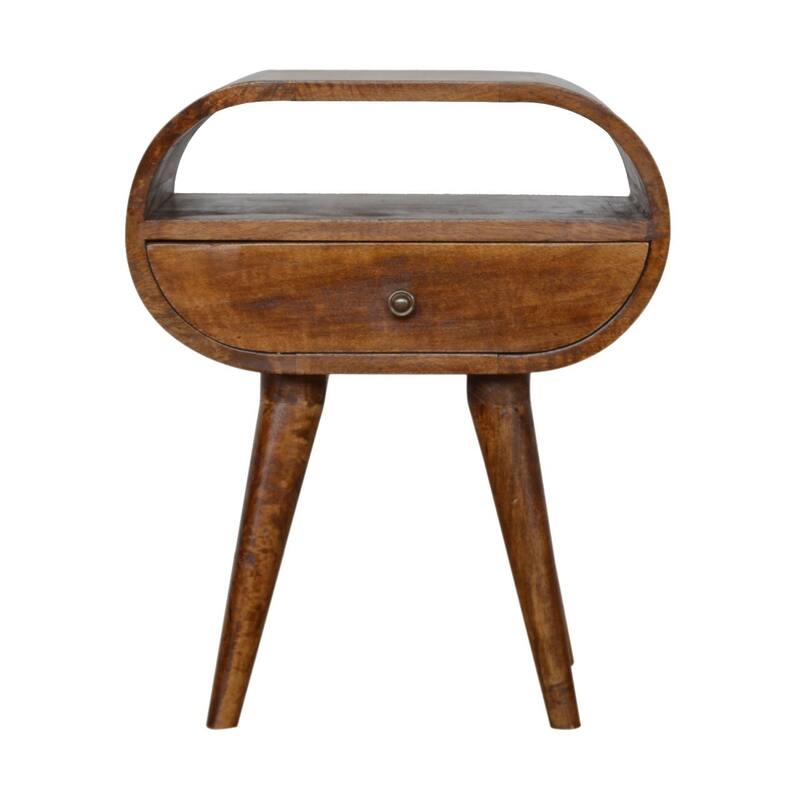 HomeRoots 21" Brown Solid Wood Oval One Drawer Nightstand