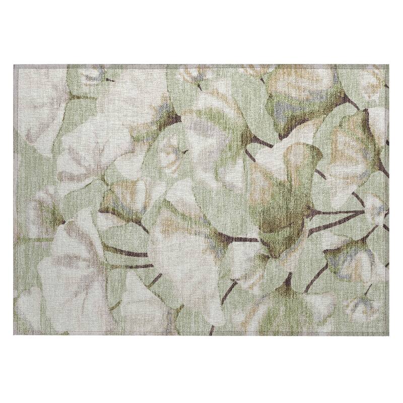Machine Washable Indoor/ Outdoor Floral Love Chantille Rug