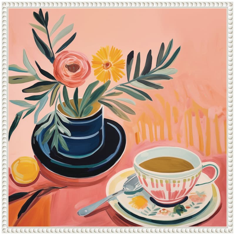Kate and Laurel Sylvie Cozy Coffee Framed Canvas by The Creative Bunch Studio