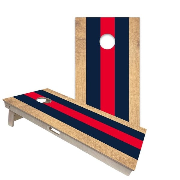 slide 2 of 6, Classic Stripes Navy and Red Regulation 2x4 Cornhole Board Set All-Weather - Include Carrying Case