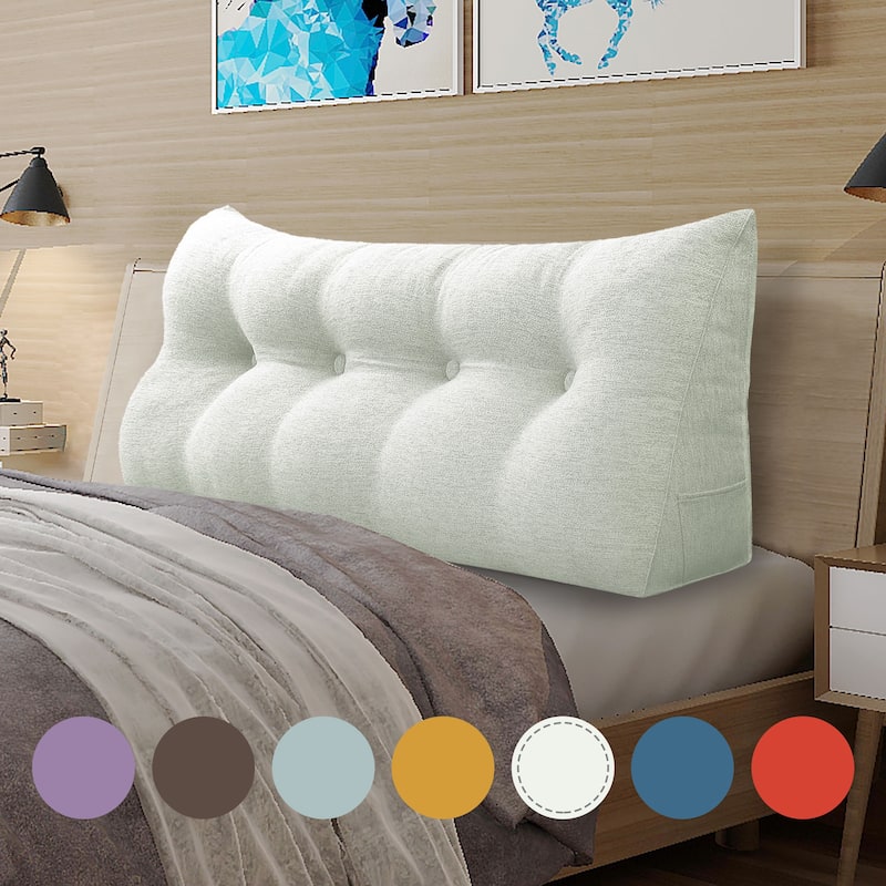 WOWMAX Bed Rest Wedge Reading Pillow Headboard Backrest Daybed Support Ivory California King