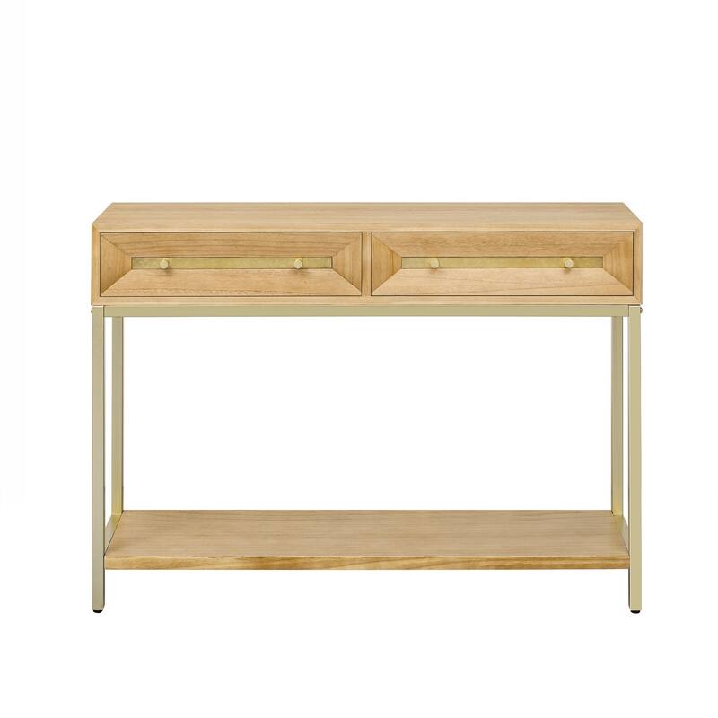 Entryway Table, Console Table with Two Drawers, Retro Hallway Table with Striking Geometric Design for Entryway and Living Room