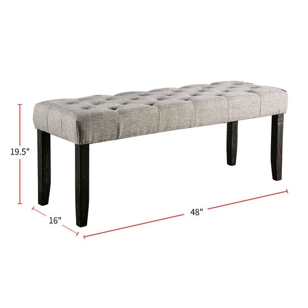 dimension image slide 2 of 3, Fabric and Wood Dining Bench