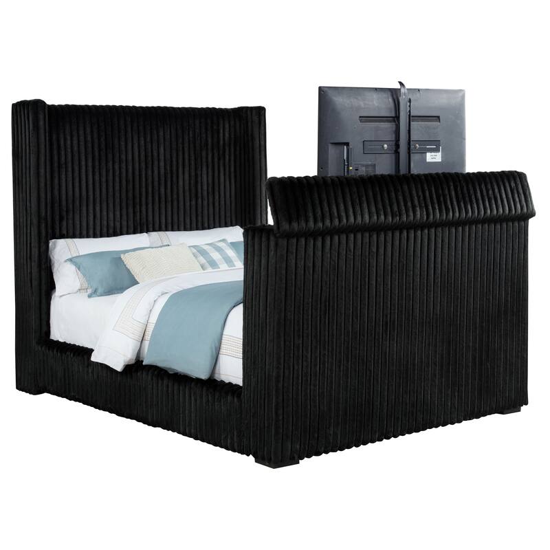 Centergrove Upholstered Wingback TV Bed Black