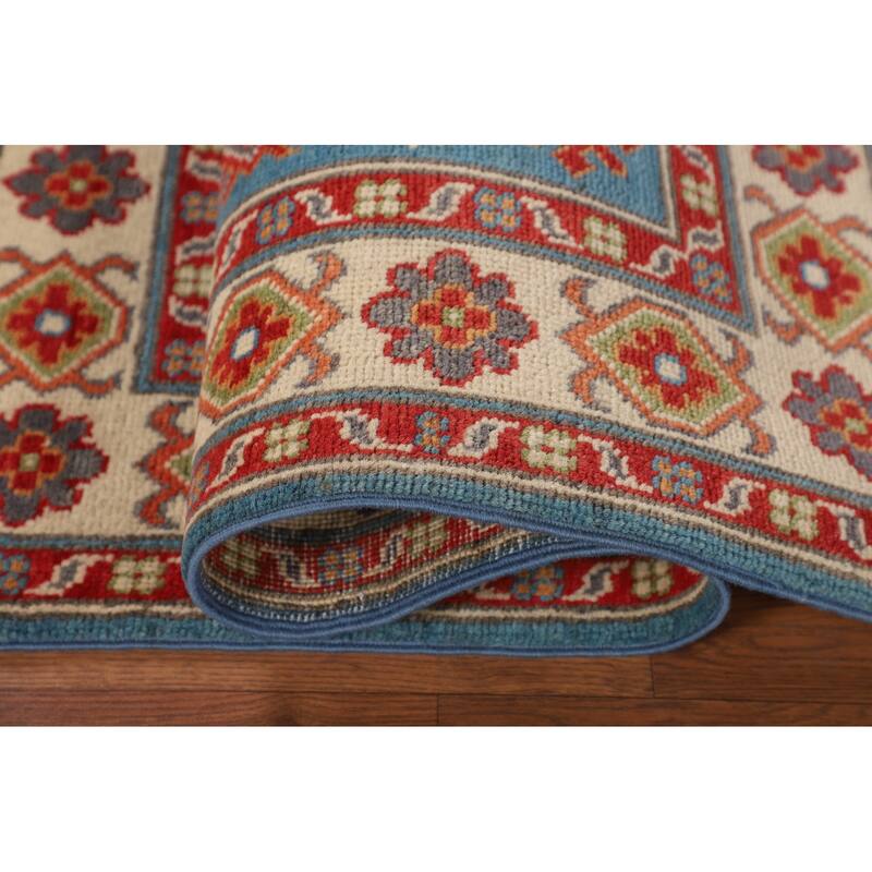 Light Blue Kazak Accent Rug Handmade Wool Carpet - 2'9" x 4'1"