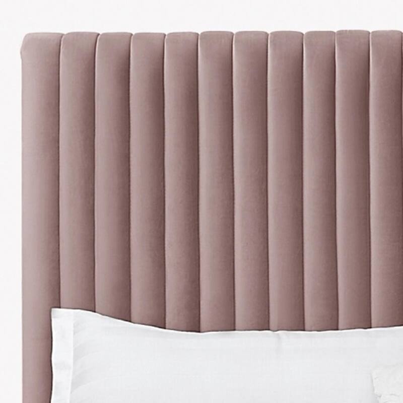 HomeRoots Blush Tufted Velvet Upholstered Queen Bed Frame