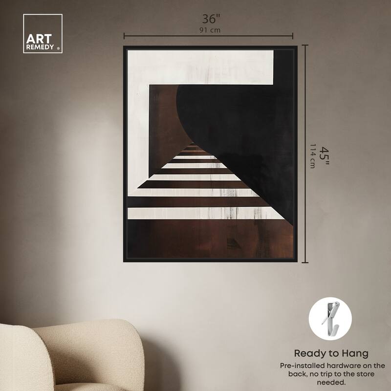 Art Remedy Vertigo Framed Abstract Shapes 1 Piece Canvas Wall Art