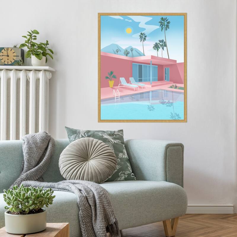 Palm springs by Petra Lizde Framed Canvas Wall Art Print - Sylvie Bright Gold