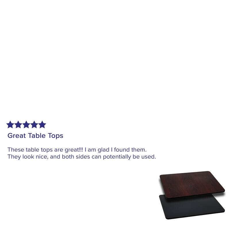 24'' x 42'' Rectangular Table Top with Reversible Laminate Top - Black/Mahogany