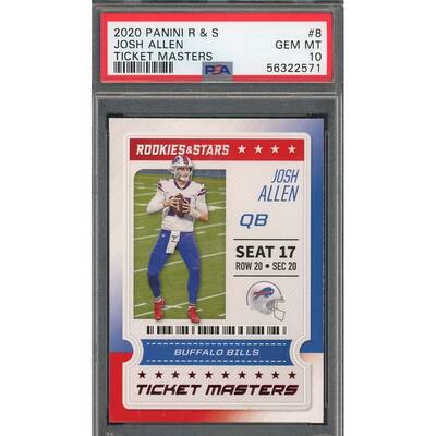 Josh Allen 2020 Panini Rookies & Stars Ticket Masters Card #8 Graded PSA 10 - 8'6" x 11'6"