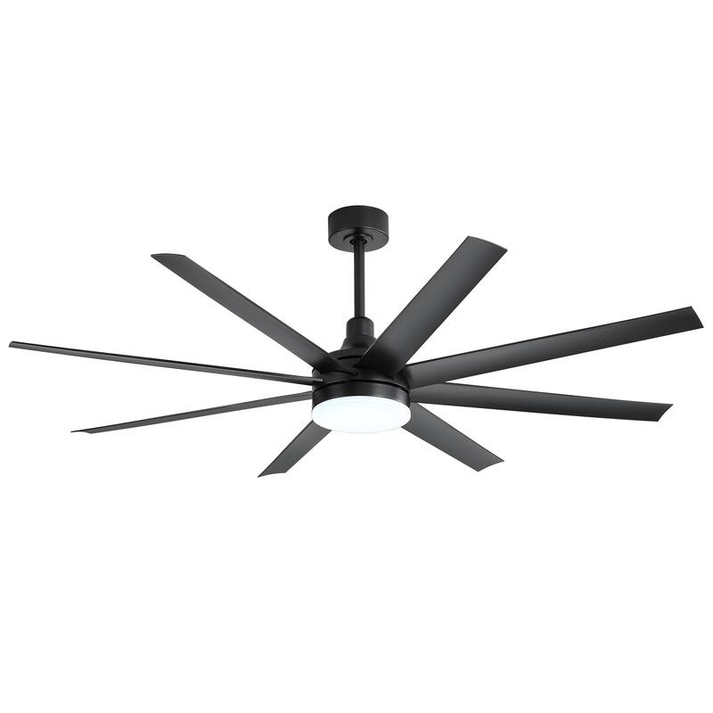 65 Inch LED Black and White Ceiling Fan with Light Remote- 8 Blade