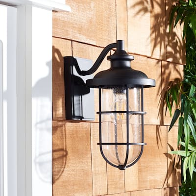SAFAVIEH Lighting Adelle Outdoor Wall Sconce Set of 2 (LED Bulbs Included) - 9Wx7Dx13H