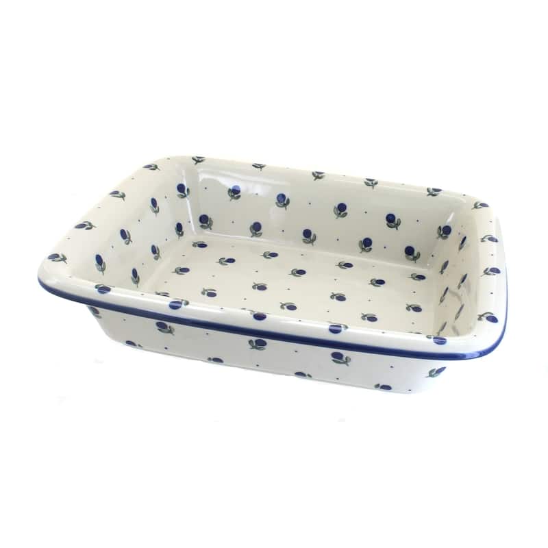 Blue Rose Polish Pottery 855 Ceramika Artystyczna Medium Rectangular Baker - Blueberry