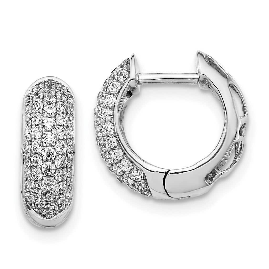 Curata 14k White Gold Diamond Earrings - 12x13mm Wide 4mm Thick
