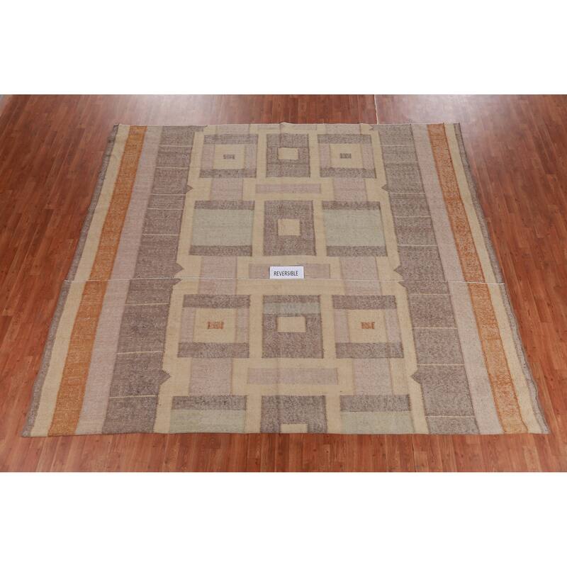 Hand Woven Oriental 100% Jute Carpet Southwestern Modern Multi-Colored Kilim Area Rug - 13' 1'' X 10' 8''